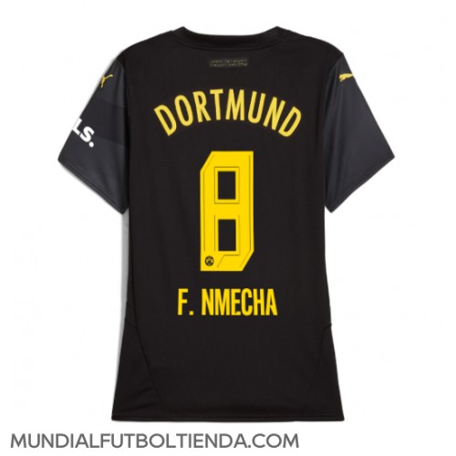 Camiseta Borussia Dortmund Felix Nmecha #8 Segunda Equipación Replica 2024-25 para mujer mangas cortas